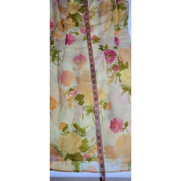 J Jill Dress Linen Sand Beige Floral 100% Linen Dress Womens Sz 8P - Picture 10 of 12